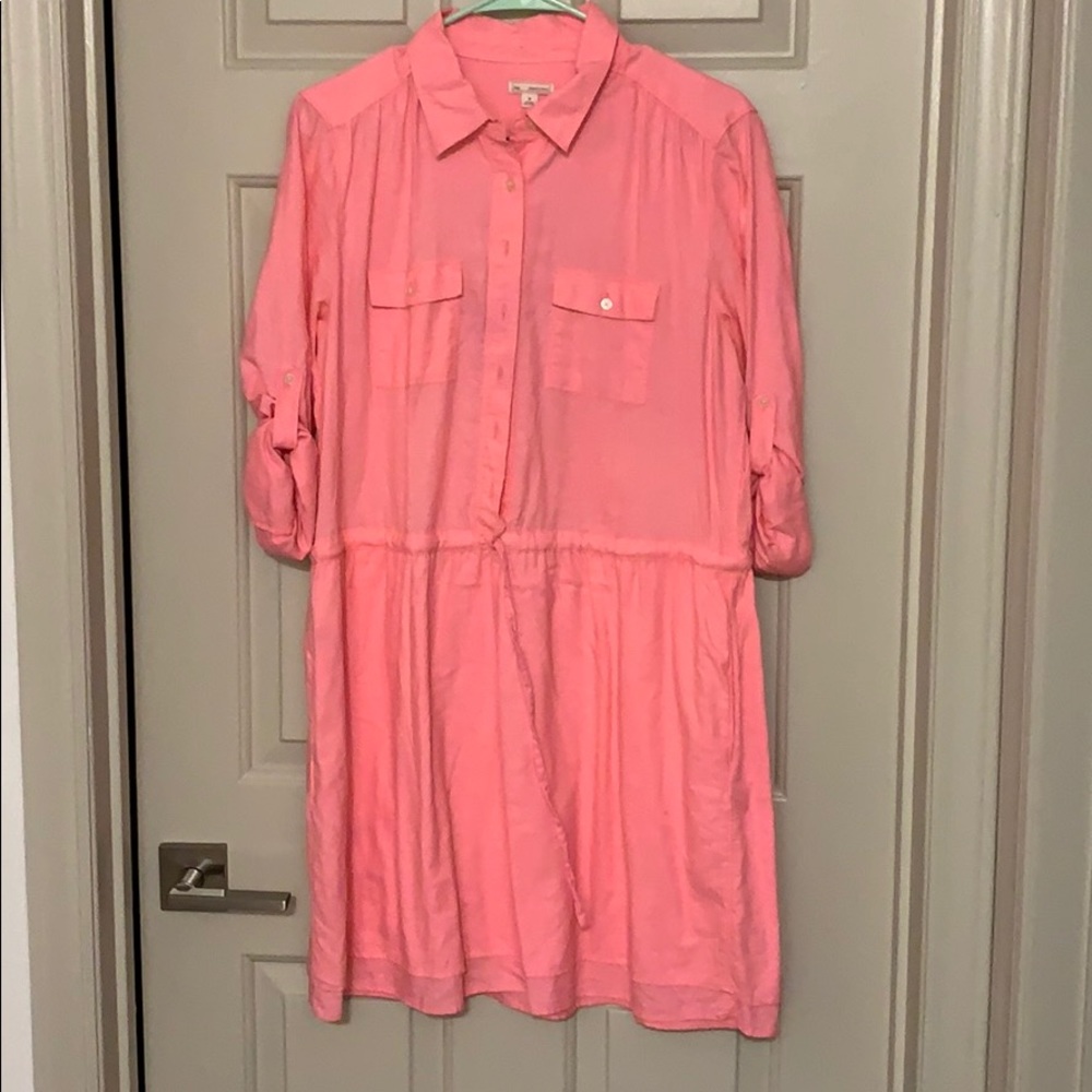 Bubblegum pink shirt dress